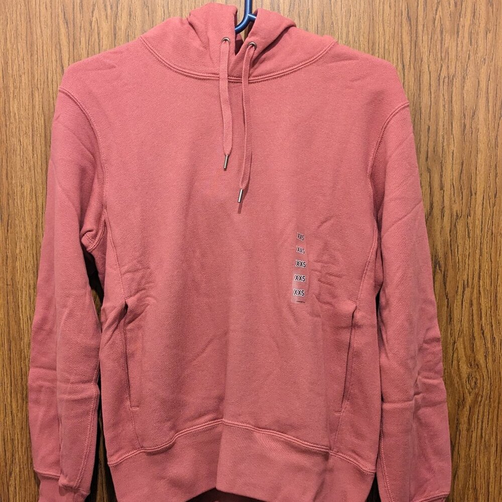 Uniqlo Sweat Pullover Drawstring Hoodie 100% Cotton Pink Unisex Men's XXS